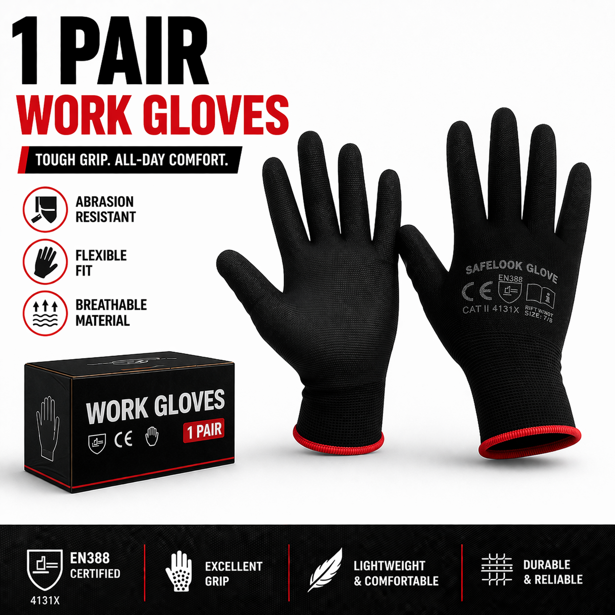 24 pairs product name 24 pairs safety work gloves – nitrile coated grip gloves for construction, diy & warehouse